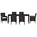 Set da pranzo da giardino  da 7 pezzi con cuscini Rattan sintetico nero, Tavolo da giardino  nero 200x80x73 cm con vetro temperato - Foto miniatura 7