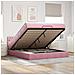 Struttura Letto Pouf con Materasso Rosa 160x200 cm in Velluto - Foto miniatura 2