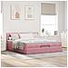 Struttura Letto Pouf con Materasso Rosa 160x200 cm in Velluto - Foto miniatura 3