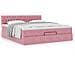 Struttura Letto Pouf con Materasso Rosa 160x200 cm in Velluto - Foto miniatura 4
