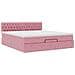 Struttura Letto Pouf con Materasso Rosa 160x200 cm in Velluto - Foto miniatura 6