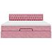Struttura Letto Pouf con Materasso Rosa 160x200 cm in Velluto - Foto miniatura 7