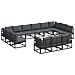 Set Divano da Giardino con cuscino 13 pcs Nero Alluminio - Foto miniatura 1