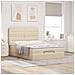 Struttura Letto Pouf con Materasso Crema 140x190 cm in Tessuto - Foto miniatura 3