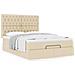 Struttura Letto Pouf con Materasso Crema 140x190 cm in Tessuto - Foto miniatura 4