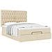 Struttura Letto Pouf con Materasso Crema 140x190 cm in Tessuto - Foto miniatura 5