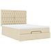 Struttura Letto Pouf con Materasso Crema 140x190 cm in Tessuto - Foto miniatura 6