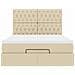 Struttura Letto Pouf con Materasso Crema 140x190 cm in Tessuto - Foto miniatura 7