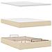 Struttura Letto Pouf con Materasso Crema 140x190 cm in Tessuto - Foto miniatura 8
