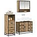 Set di mobili per il bagno con porta 3 pcs Rovere artigianale - Foto miniatura 3
