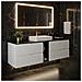 Mobile sottolavabo, Bianco e nero, 160 cm, Con piano d'appoggio, 2 cassetti, MDF, 2 ante, Ripiano integrato, MODERNO - Foto miniatura 2
