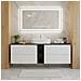 Mobile sottolavabo, Bianco e nero, 160 cm, Con piano d'appoggio, 2 cassetti, MDF, 2 ante, Ripiano integrato, MODERNO - Foto miniatura 3
