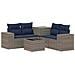 Set di divani 6 pz Grigio e Blu Navy Rattan sintetico e Acciaio - Foto miniatura 1