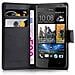 Custodia Compatibile Con Htc Desire 300 In Nero Carbone - Coperchio Protettiva Con Chiusura Magnetica, Funzione Stand E Tasca Per Le Carte - Foto miniatura 3