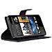 Custodia Compatibile Con Htc Desire 300 In Nero Carbone - Coperchio Protettiva Con Chiusura Magnetica, Funzione Stand E Tasca Per Le Carte - Foto miniatura 5