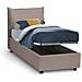 Letto Singolo Sarah, Letto Contenitore Con Rivestimento In Ecopelle, 100% Made In Italy, Apertura Frontale, Adatto Per Materasso Cm 90x200, Tortora - Foto miniatura 2