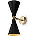 Applique Contemporanea Vesper Struttura E Diffusori In Metallo Nero E Oro 2 Luci - Foto miniatura 2