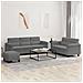 Set Divani 3 pz con Cuscini Grigio Scuro in Tessuto Microfibra - Foto miniatura 2