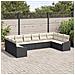 Set da Pranzo da Giardino a 10 Pezzi con Cuscini Rattan Policottone Nero - Foto miniatura 3