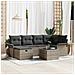 Set Divani da Giardino 7 Pezzi con Cuscini Grigio Polyrattan,  Divano da Giardino 2 Posti con Ripostiglio e Cuscini Grigio Polyrattan - Foto miniatura 2