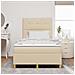 Letto Box Spring Con Materasso Panna Matrimoniale Piccola Tessuto - Foto miniatura 5