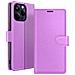 Custodia A Portafoglio Per Iphone 15 Pro Max Con Supporto E Linguetta Magnetica, Viola - Foto miniatura 1