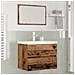 Set di mobili per il bagno con specchio 3 pcs Legno vecchio - Foto miniatura 2