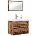 Set di mobili per il bagno con specchio 3 pcs Legno vecchio - Foto miniatura 3
