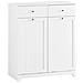 Mobiletto Bagno Con Portabiancheria, 2 Cassetti E 2 Sacche, In Legno Bianco - Foto miniatura 1