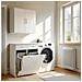 Mobiletto Bagno Con Portabiancheria, 2 Cassetti E 2 Sacche, In Legno Bianco - Foto miniatura 5
