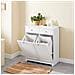 Mobiletto Bagno Con Portabiancheria, 2 Cassetti E 2 Sacche, In Legno Bianco - Foto miniatura 6