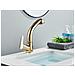 Rubinetto per lavabo da bagno, Blackswan, tipo M177, modello oro lucido, con bocca retrattile, misura 25 cm - Foto miniatura 3