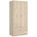 Guardaroba Pisanino, Mobile Appendiabiti Per Camera Da Letto, Armadio A 2 Ante Battenti E 2 Cassetti, 81x52h184 Cm, Rovere - Foto miniatura 2