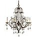 Lampadario Contemporaneo Chateau Acciaio Bronzo Moka Cristallo 6 Luci E14 - Foto miniatura 1