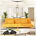 Lusso Casadino -  Divano Letto A 2 Posti Con 2 Cuscini Giallo In Tessuto - Foto miniatura 8