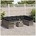 Set di Divani da Giardino 9 Pezzi con Cuscini Rattan Poliestere Nero, Divano da Giardino a Due Posti con Ripostiglio e Cuscini Rattan Poliestere Grigio - Foto miniatura 3