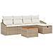 Set di divani da giardino in 6 pezzi con cuscini beige in polirattan - Foto miniatura 1