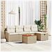 Set di divani da giardino in 6 pezzi con cuscini beige in polirattan - Foto miniatura 2