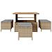 Set da Pranzo da Giardino in 4 Pezzi con Cuscini Beige Polyrattan Acacia - Foto miniatura 7