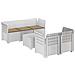 Divano da Giardino 5 Posti con Cuscini Stile Rattan PP Bianco - Foto miniatura 1
