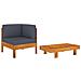 Set Divani Giardino 2 pz con Cuscini Grigio Scuro Legno Acacia - Foto miniatura 1