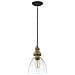 Sospensione Contemp Matrimonio Acciaio Legno Zinco Vetro 1 Luce E27 D22,9cm - Foto miniatura 1