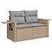Set di divani da giardino  da 10 pezzi con cuscini in polyrattan beige Acacia, Set da pranzo da giardino  da 3 pezzi con cuscini in polyrattan beige Acacia - Foto miniatura 6