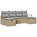 Set di divani da giardino in 6 pezzi con cuscini beige polirattan,  Divano da giardino a 2 posti con cuscini beige polirattan - Foto miniatura 1