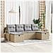Set di divani da giardino in 6 pezzi con cuscini beige polirattan,  Divano da giardino a 2 posti con cuscini beige polirattan - Foto miniatura 2