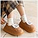 Pantofole Invernali Impermeabili In Pelle Pu Con Fodera In Pile E Suola Spessa In Cotone Coffee 38 - Foto miniatura 6