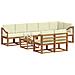 Set di divani da esterno con cuscino 9 pcs Naturale e Crema - Foto miniatura 3