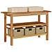 Mobile Vanità Bagno e Lavandini Marmo Crema Legno Massello Teak - Foto miniatura 1