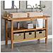 Mobile Vanità Bagno e Lavandini Marmo Crema Legno Massello Teak - Foto miniatura 2