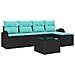 Set di divani con cuscino 6 pcs Nero e Turchese polyrattan - Foto miniatura 1